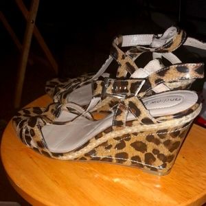 Leopard Print Wedge Sandals